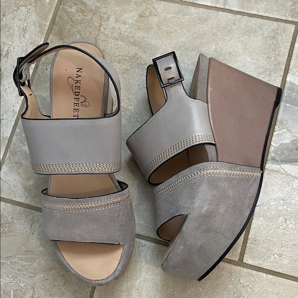 Naked Feet Mallow Platform Wedge Sandals 7